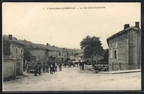 AK L'Argonne-Dombasle, la rue de la Concorde