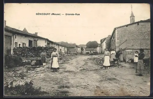 AK Génicourt, Grande-Rue, Strassenpartie