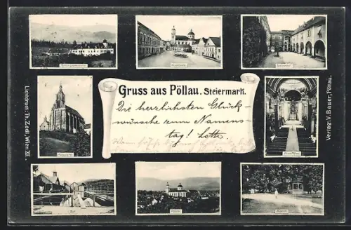 AK Pöllau /Steiermark, Teilansicht mit Schloss, Pöllauberg, Bad