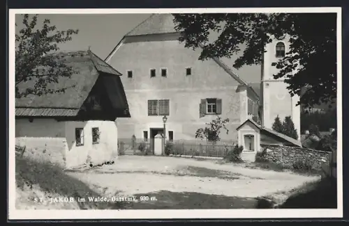 AK St. Jakob im Walde, Ortspartie mit Kapelle