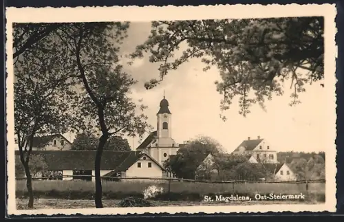AK St. Magdalena /Ost-Steiermark, Ortspartie mit Kirche