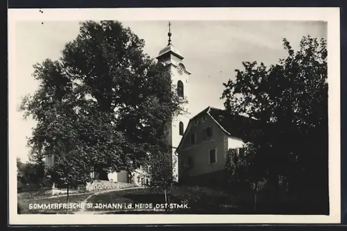 AK St. Johann i. d. Heide, Ortspartie mit Turm