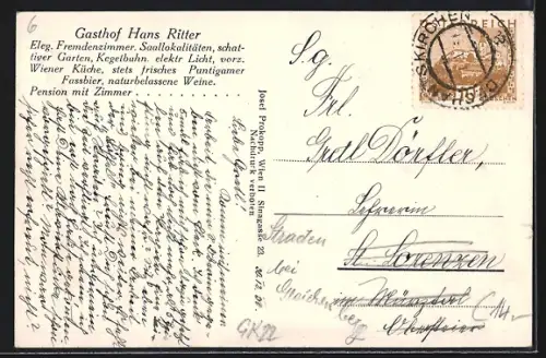 AK Dechantskirchen a. d. Wechselbahn, Gasthof Hans Ritter, Teilansicht mit Strassenpartie