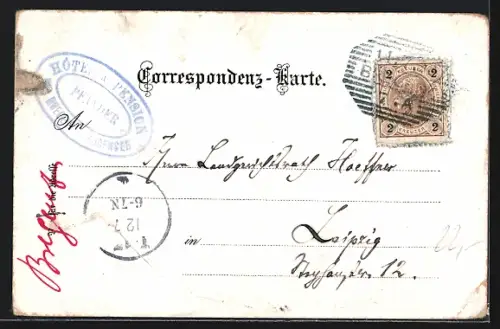 Lithographie Bregenz, Gasthaus Pfänder, Ortsansicht