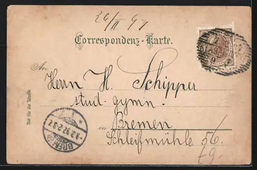 Lithographie Klagenfurt, Ortsausblick, Neuer Platz und Lindwurm