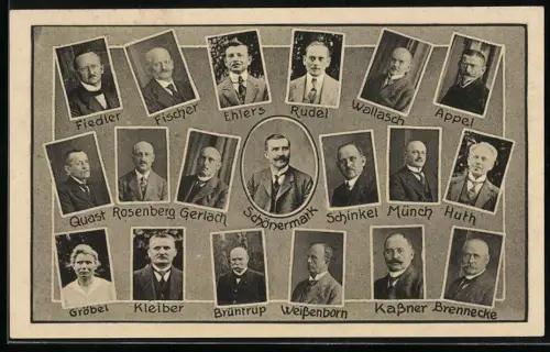 Notgeld Thale 1921, 1 Mark, Porträts von Stadträten und Stadtwappen