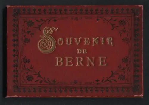 Leporello-Album 16 Lithographie-Ansichten Berne, Gerechtigkeitsgasse, Kornhauskeller, Spitalgasse, Bundesgasse, Panorama