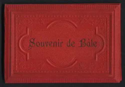 Leporello-Album 23 Lithographie-Ansichten Bale, Kaserne, Postgebäude, Badischer Bahnhof, Centralbahnhof, Barfüsserplatz