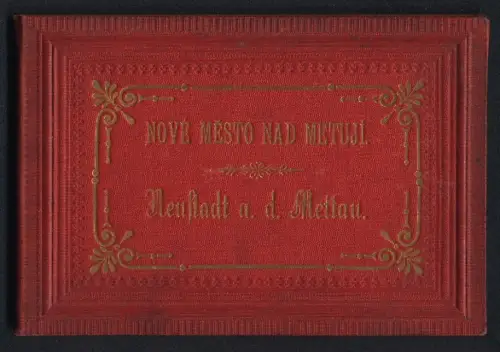 Leporello-Album 14 Lithographie-Ansichten Neustadt a. d. Mettau, Eisenbahnbrücke, Buchdruckerei Th. Böhm, Bezirksgericht