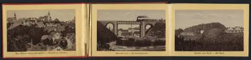 Leporello-Album 14 Lithographie-Ansichten Neustadt a. d. Mettau, Eisenbahnbrücke, Buchdruckerei Th. Böhm, Bezirksgericht