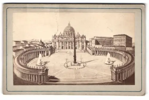 Fotografie unbekannter Fotograf, Ansicht Rom, Petersplatz mit Petersdom nach einem Gemälde