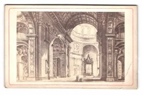 Fotografie unbekannter Fotograf, Ansicht Vatikanstadt, Innenansicht des Petersdom, nach einem Gemälde