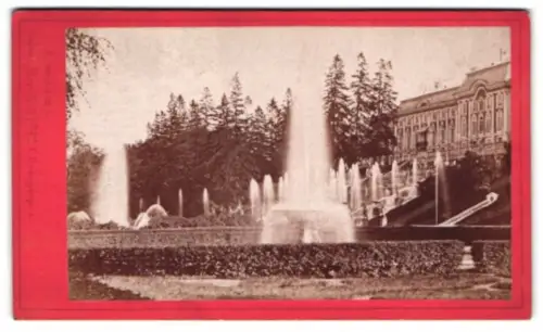 Fotografie A. Felisch, St. Petersburg, Ansicht St. Petersburg, prächtige Gartenanlage mit Wasserspielen Schloss Peterhof