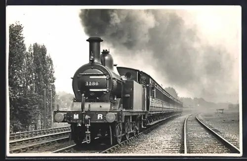 Foto-AK Englische Eisenbahn, Lokomotive No. 1386 der M. R.