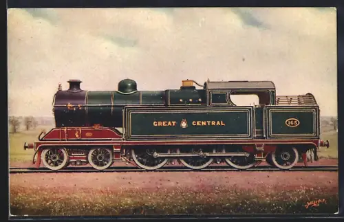 Foto-AK Englische Eisenbahn, Lokomotive No. 165 der Great Central Railway
