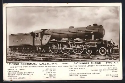 Foto-AK Englische Eisenbahn, Lokomotive No. 4472 Flying Scotsman der L. N. E. R.