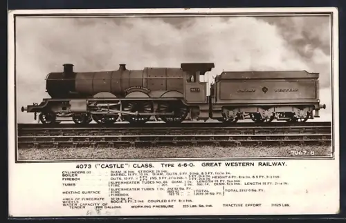 Foto-AK Englische Eisenbahn, Lokomotive No. 4073 Caerphilly Castle der Great Western Railway