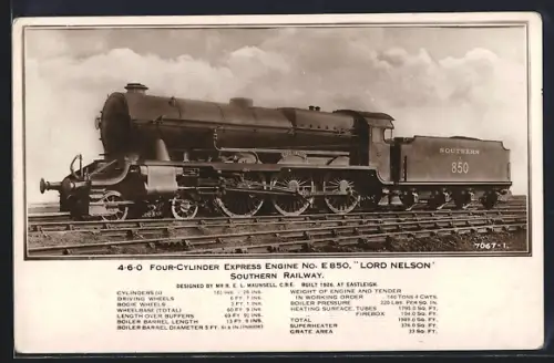 Foto-AK Englische Eisenbahn, Lokomotive No. 850 Lord Nelson der Southern Railway