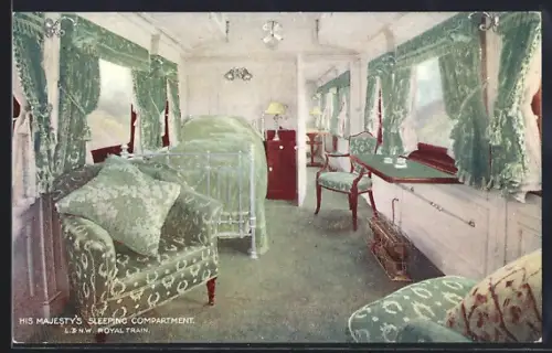 AK His Majestyy Sleeping Compartment, L. & N. W. Royal Train, englische Eisenbahn