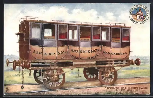 AK A Carriage of the first Class Railway Company, englische Eisenbahn