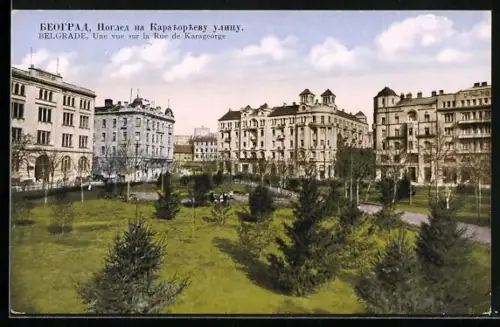AK Belgrade, Une vue sur la Rue de Karageorge, Strassenpartie