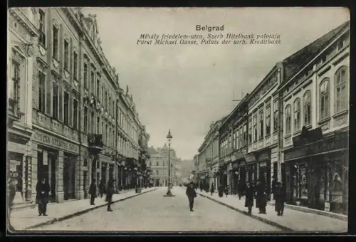 AK Belgrad, Fürst Michael Gasse, Palais der serb. Kreditbank