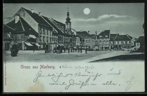 AK Maribor-Marburg, Zentraler Platz mit Kirche
