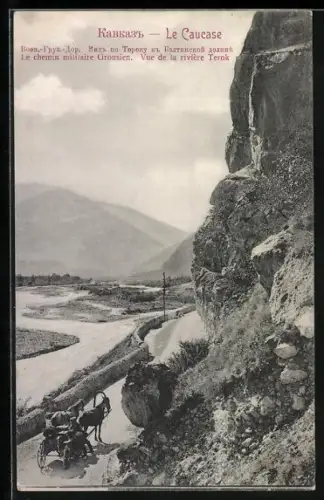 AK Le Caucase, Le chemin militaire Grousien, Vue de la rivière Terok