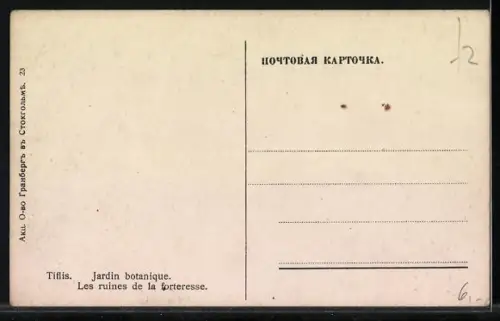 AK Tiflis, Jardin botanique, Les ruines de la forteresse