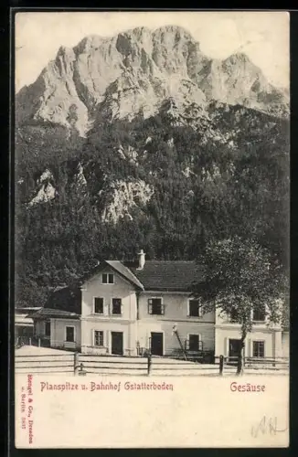 AK Gstatterboden /Gesäuse, Bahnhof und Planspitze