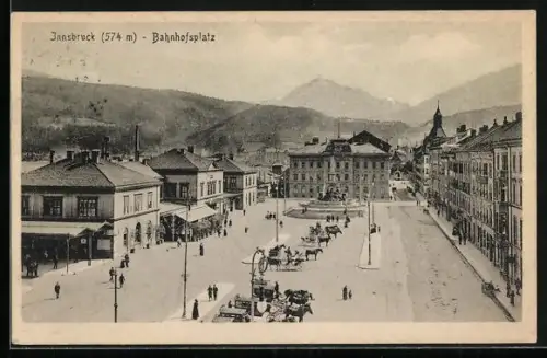 AK Innsbruck, Bahnhof mit Bahnhofsplatz