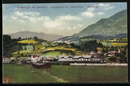 AK Schwarzach /Pongau, Bahnhof und Umgebung