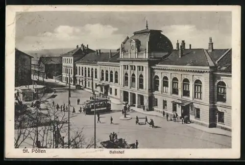 AK St. Pölten, Bahnhof mit Strassenbahn