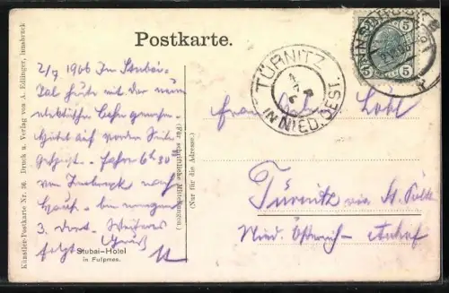 AK Fulpmes, Stubai-Hotel, Bahnhof