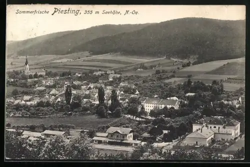 AK Piesting /N.-Oe., Ortsansicht mit Bahnhof