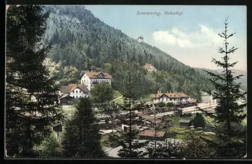 AK Semmering, Bahnhof aus der Vogelschau
