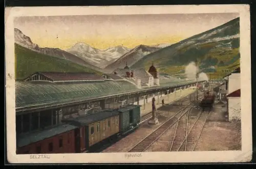 AK Selztal, Bahnhof mit Wagen