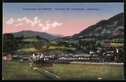 AK Schwarzach /Pongau, Blick auf den Bahnhof