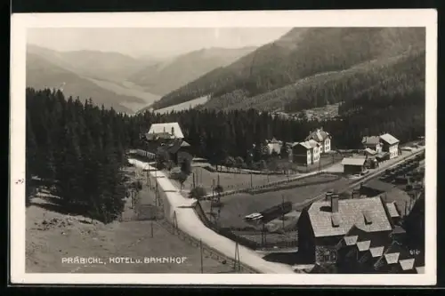 AK Präbichl, Bahnhof u. Hotel