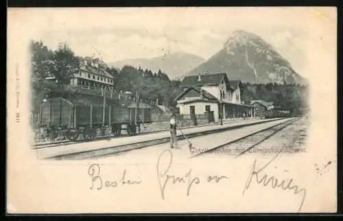AK Gstatterboden, Bahnhof mit Tamischbachthurm