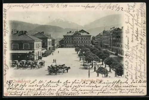 AK Innsbruck, Bahnhof mit Bahnhofs-Platz