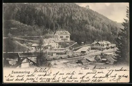 AK Semmering, Bahnhof aus der Vogelschau