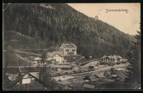 AK Semmering, Bahnhof aus der Vogelschau