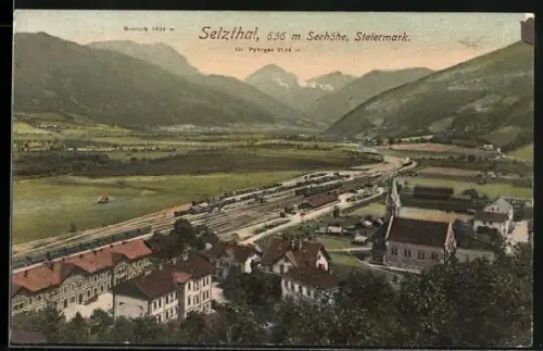 AK Selzthal, Ortschaft und Bahnhof von oben