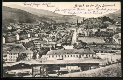AK Bruck a. d. M., Teilansicht vom Bahnhof