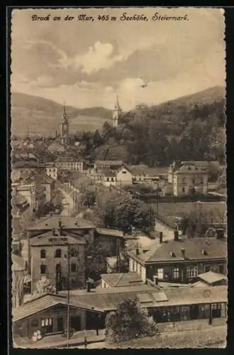 AK Bruck an der Mur, Bahnhof und Ortsansicht