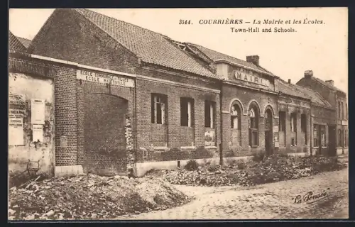 AK Courrières, La Mairie et les Écoles