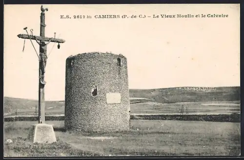 AK Camiers /P.-de-C., Le Vieux Moulin et le Calvaire