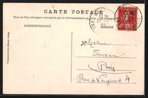 AK Calais, Schriftzug mit Kirche, Tor und Denkmal