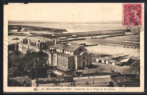 AK Boulogne-sur-Mer, Panorama de la Plage et du Casino